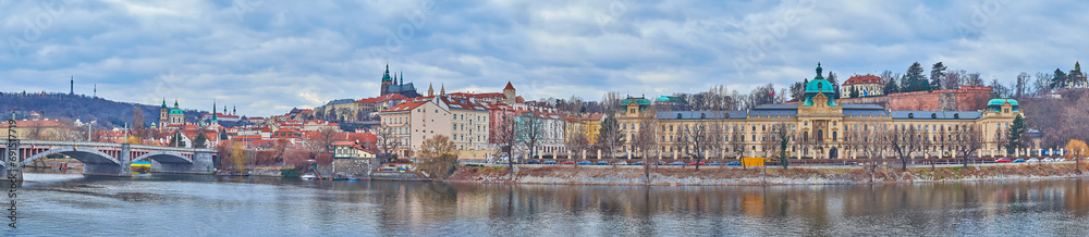 Straka Academy and St Vitus Cathedral panorama, Prague, Czechia