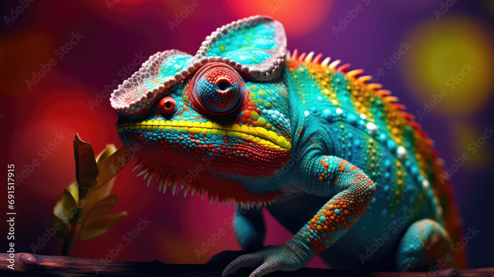 Fototapeta premium Chameleon on a tree branch