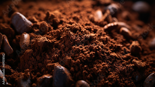 Chocolate cocoa powder with spices in a closeup