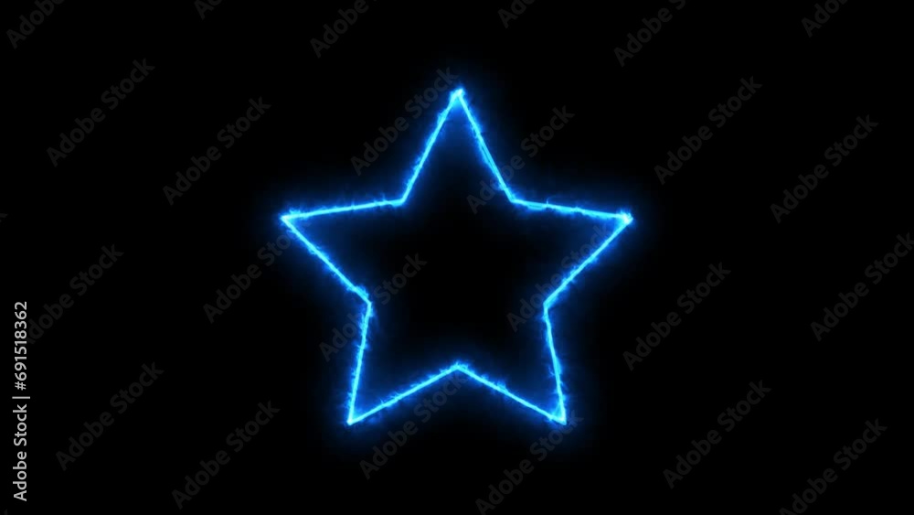 Neon light star frame blue color rotation loading background animation. Neon light star frame blue color rotation loading background animation.
