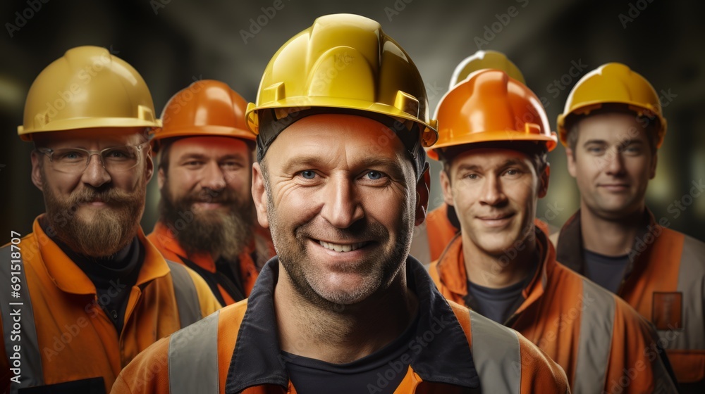 Group of workers show themselves as a team Group of workers show themselves as a team