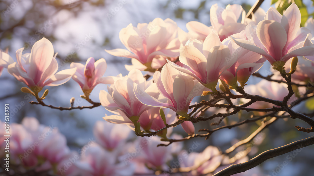 Magnolia tree blossom in the spring garden Magnolia tree blossom in the spring garden