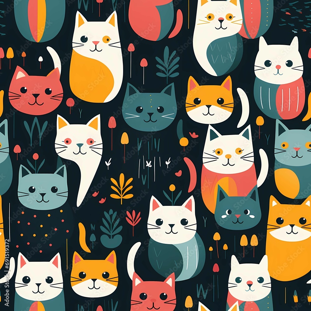 Cats are the most popular pets in the world, Each cat is unique and special, and they all make wonderful companions. cats' seamless pattern is perfect for adding special-time cheer to your home decor. Cats are the most popular pets in the world, Each cat is unique and special, and they all make wonderful companions. cats' seamless pattern is perfect for adding special-time cheer to your home decor.