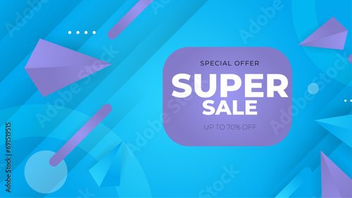 Blue and purple violet vector mega sale super promo background with discount. Vector super sale template design. Big sales special offer. End of season party background