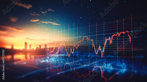 digital chart with price, stock markets, forex or cryptocurrency trading background