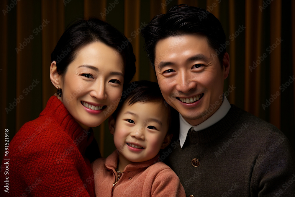 Happy family time, Asian parents and children, sharing joy at home Happy family time, Asian parents and children, sharing joy at home