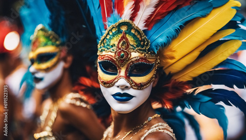 Danze di Colore- Maschere e Piume Trasformano il Carnevale di Rio in uno Spettacolo Vibrante