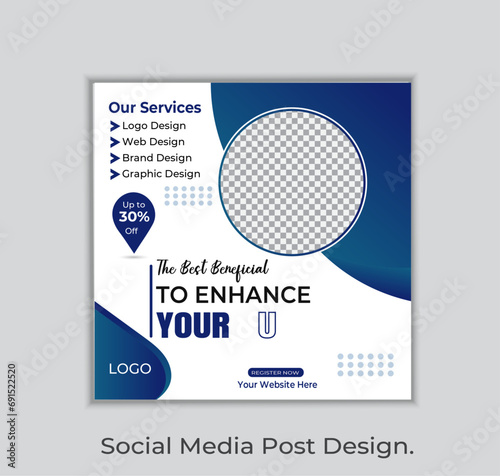 Vector digital marketing agency and corporate social media post square banner template.