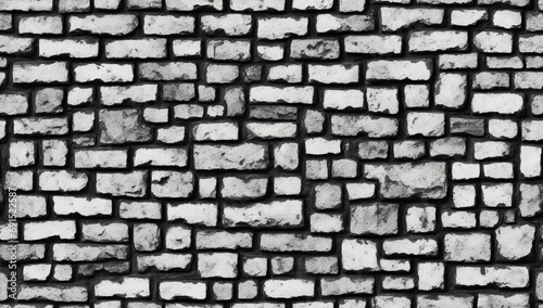 Shadow on a brick wall. White black grunge surface. Rough texture background. Vintage. Rustic. Close-up generative AI.