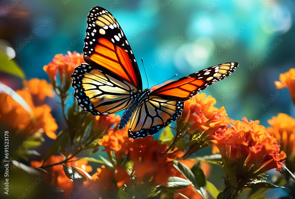 Fototapeta premium butterfly on flower.