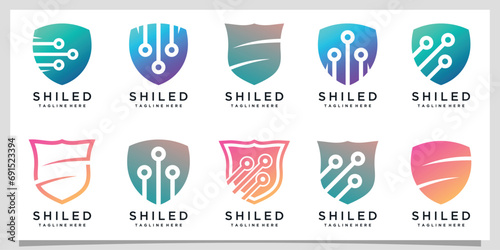 Set bundle shiled logo design Premium Vector 1