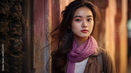 Young Asian woman in a city scene