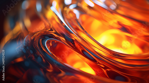 Molten hot bending glass background in amber and hot yellow and red hues