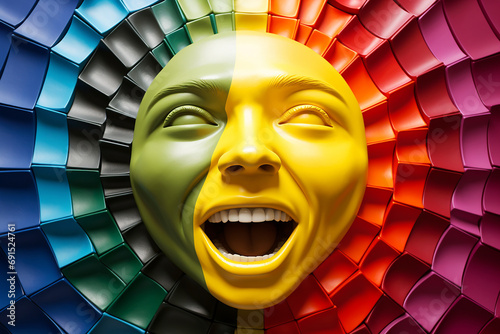Face showcasing a spectrum of emotions arranged in a color wheel, emphasizing the diversity and complexity of feelings photo