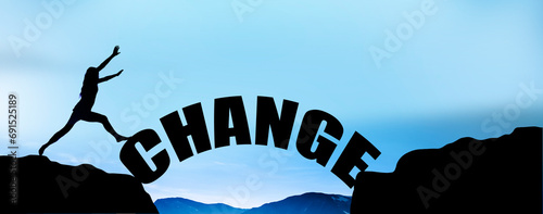 Wechsel von einer Klippe zur Anderen mit dem Wort CHANGE