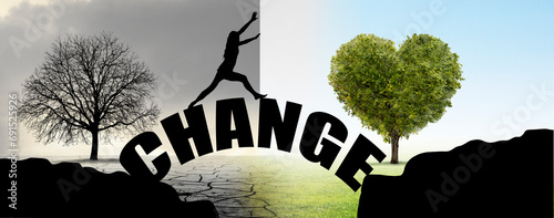 Wechsel von einer Klippe zur Anderen mit dem Wort CHANGE