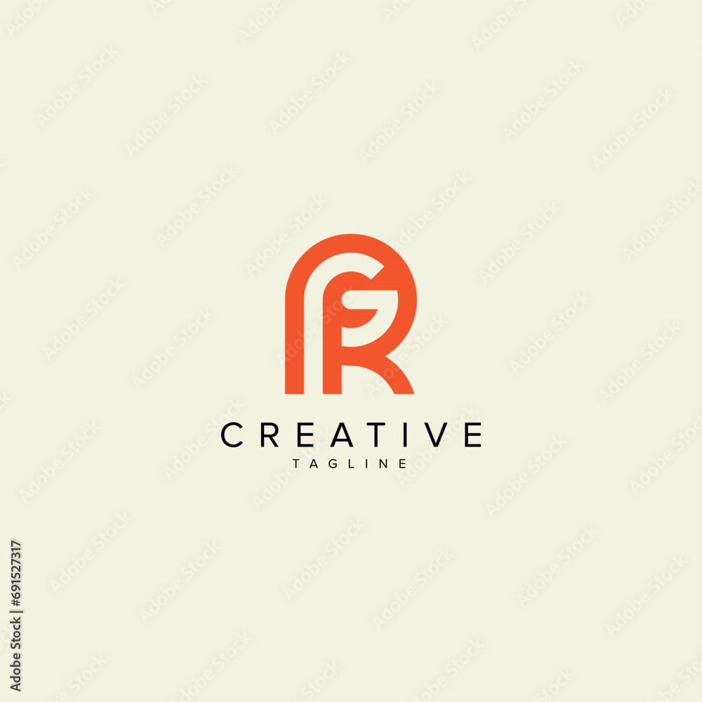 Alphabet RG GR letter modern monogram style logo vector element.