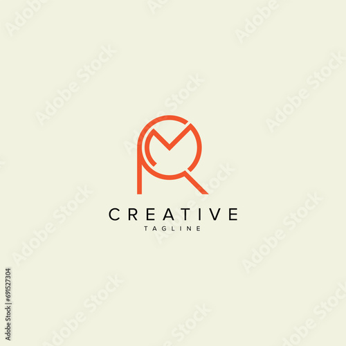 Alphabet RM MR letter modern monogram style logo vector element.