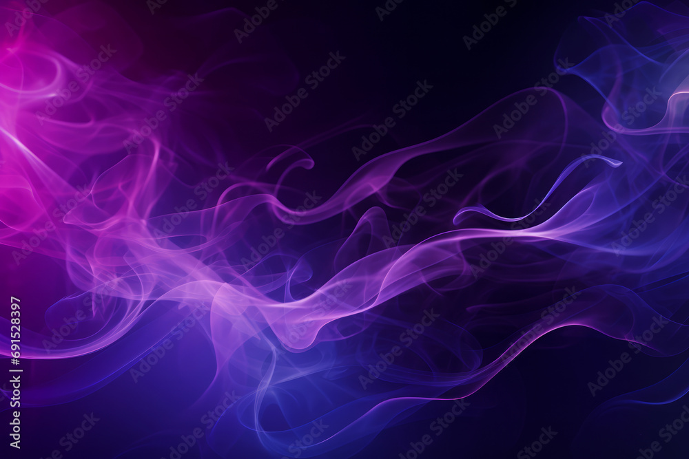 Glowing pink and blue smoke fog with side lightning on dark minimal background. Mystery atmosphere
