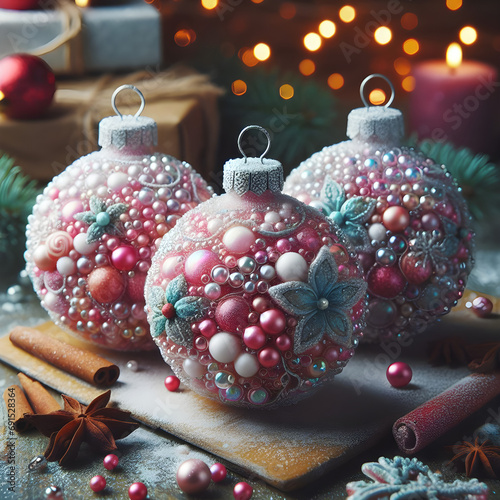 Enfeites de Natal ultrarealistico com bolas perfeitas e cores pasteis 04