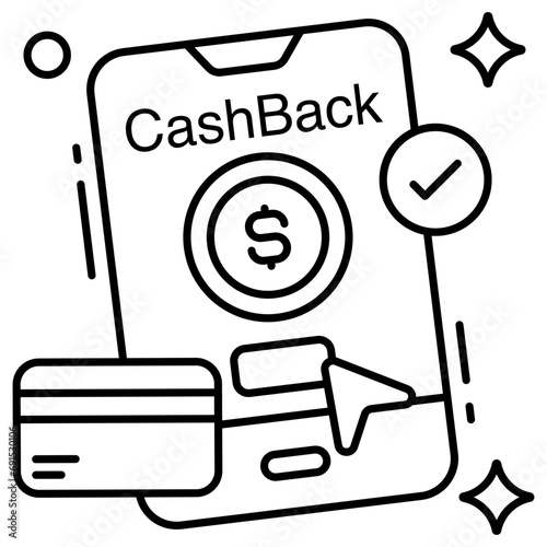 Trendy design icon of mobile cashback 