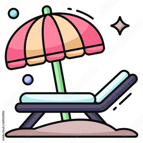 Modern design icon of deck chair 