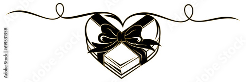 illustration heart with ribbon