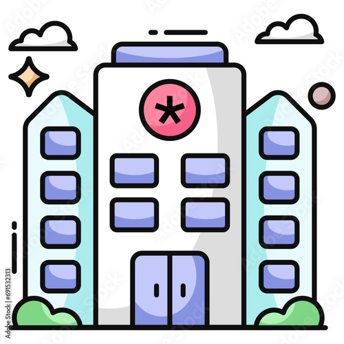 Hospital building icon, editable vector