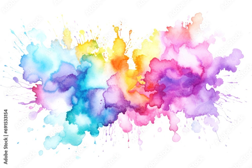 Watercolor rainbow waves on white background