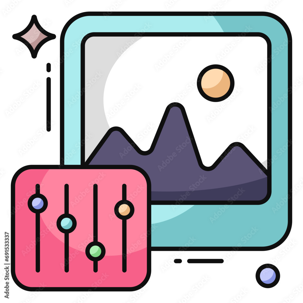 A creative design icon of photo setting A creative design icon of photo setting