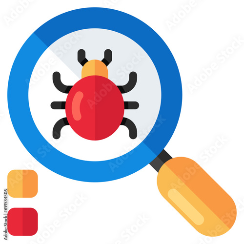      Virus under magnifying glass, debugging