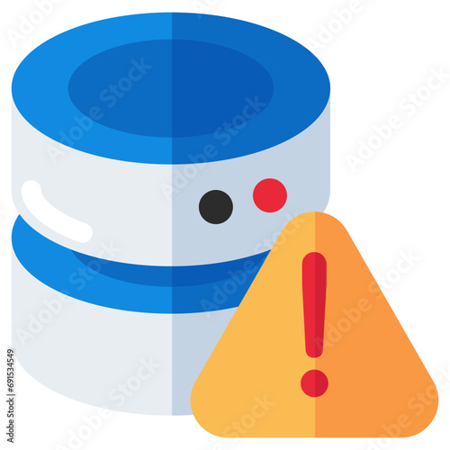 Db rack with caution sign symbolizing database error 