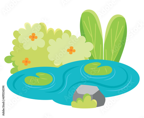 wetland with plants and flowers