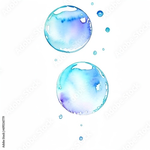 Bubble watercolor on white background.