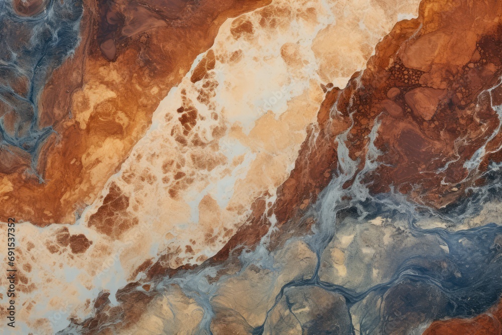 A Blue, Orange, And Brown Marble Surface A Blue, Orange, And Brown Marble Surface