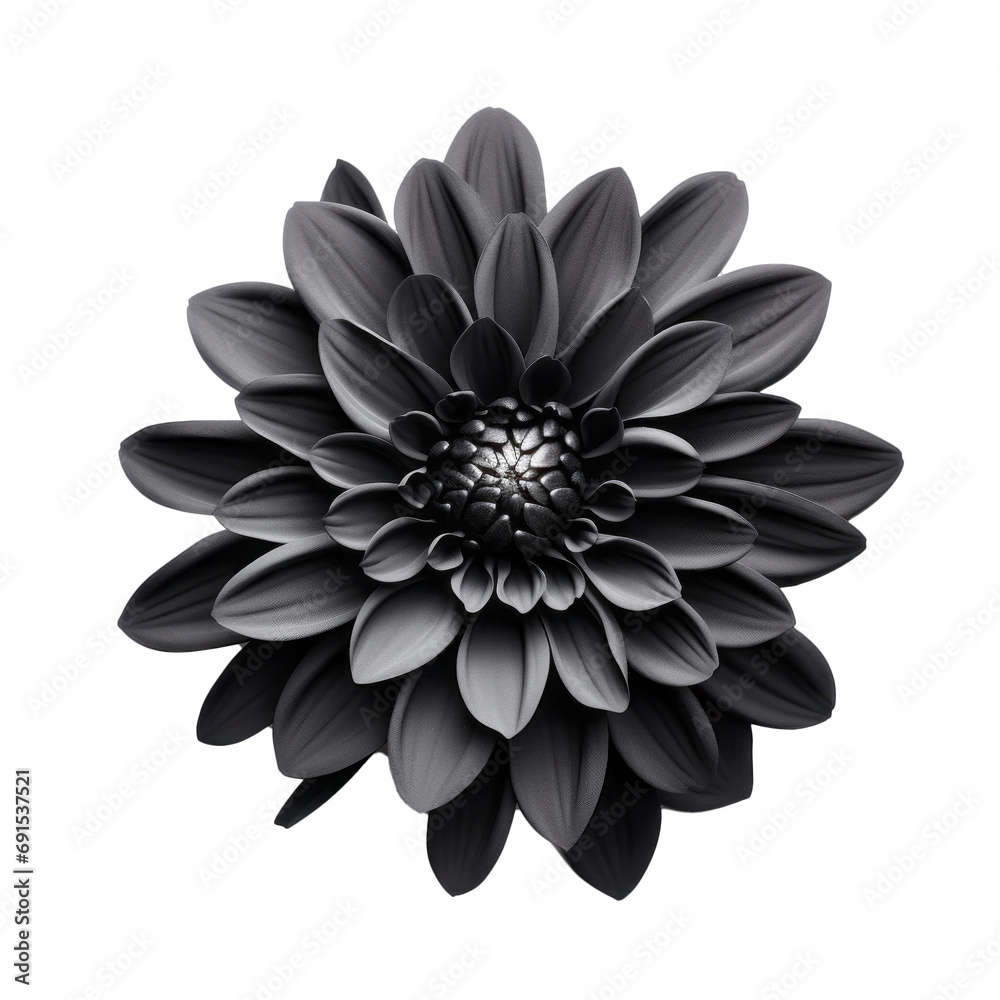 Black flower on transparent background
