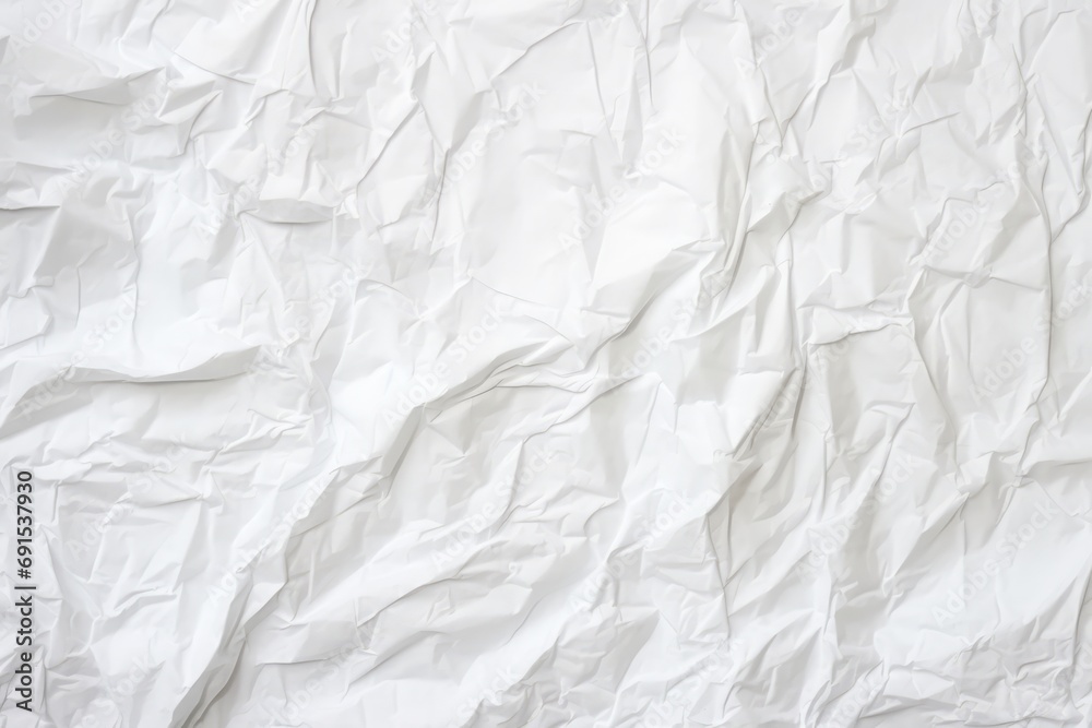 Fototapeta premium Crumpled White Paper Background Texture With Overlay Pattern