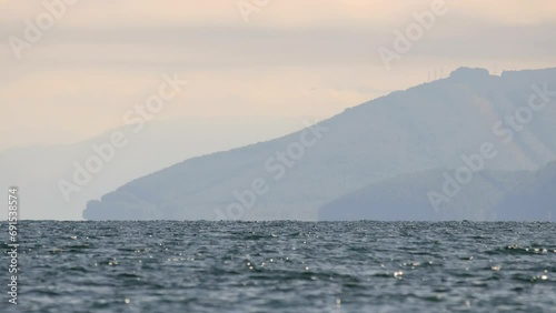 Seascape with mountain view