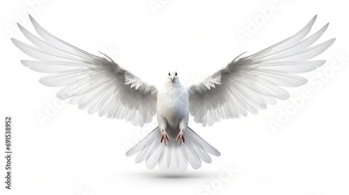 White Pigeon Isolated on the Minimalist Background. Peace, Divine, Love, Fertility Concept  © Humam