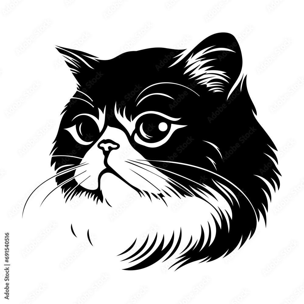 Obraz premium cute cat vector illustration, Generative AI. 