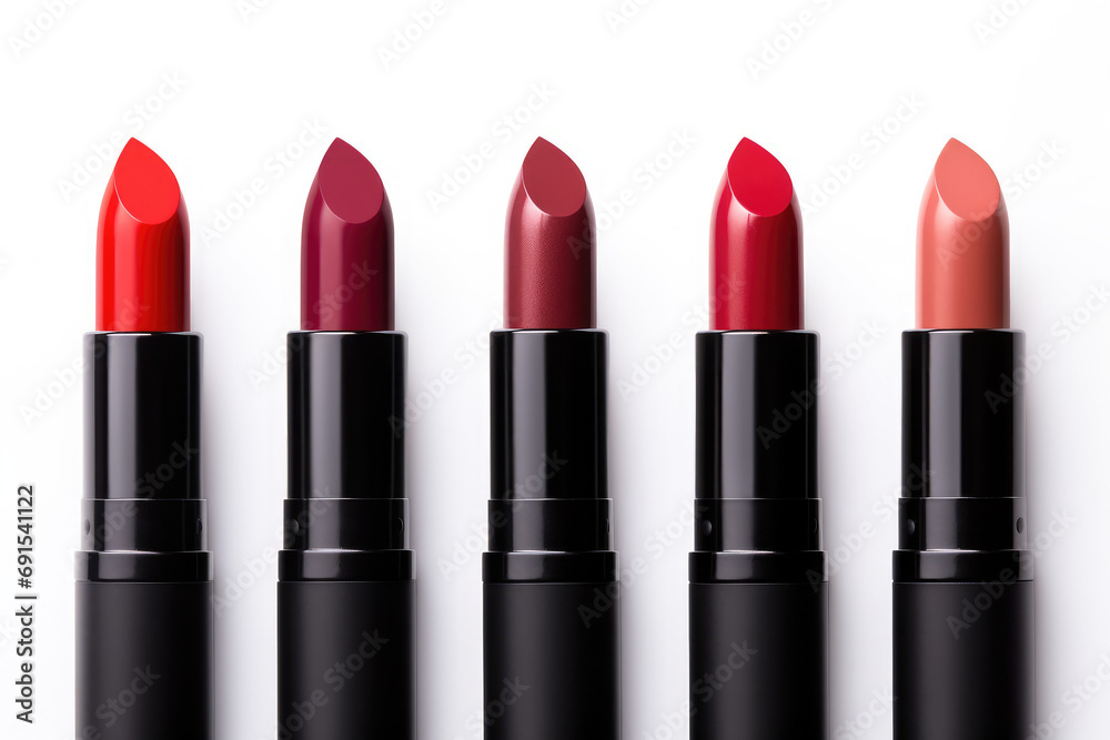 Obraz premium red shades of lipsticks isolated on white background