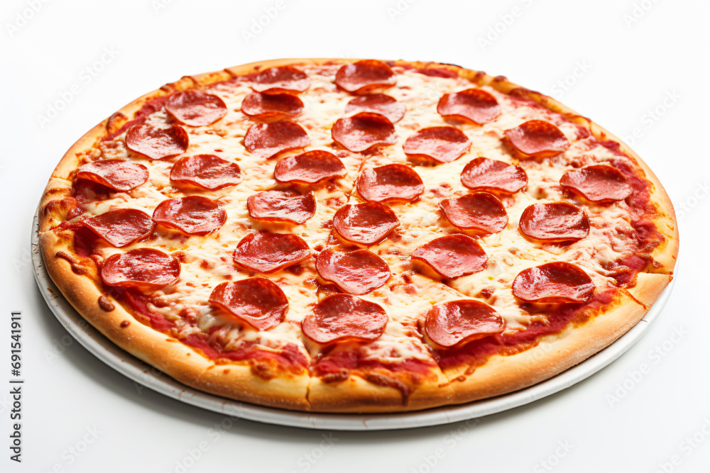pepperoni pizza closeup isolated on white background pepperoni pizza closeup isolated on white background