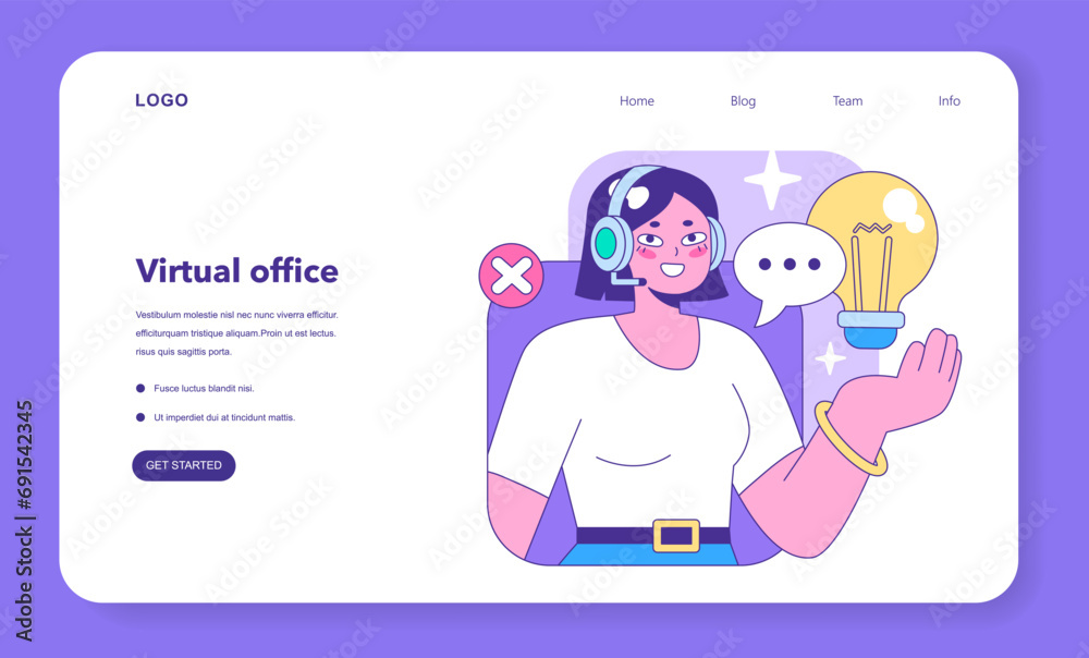 Customer support representative swiftly handles inquiries, balancing rejection and a bright idea in a digital world, all while maintaining a cheerful demeanor. Flat vector illustration.
