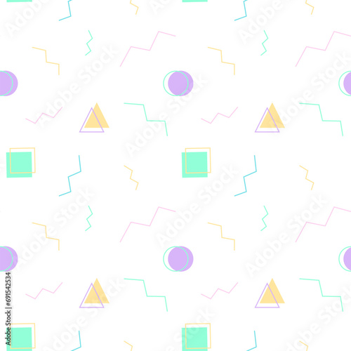 Pastel Memphis seamless pattern. Vector illustration for background  cards  web design  posters  banners  textile prints  and wrapping paper.