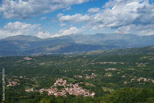 Summer landscape along the road Provinciale Amiternina, Abruzzo, Italy photo