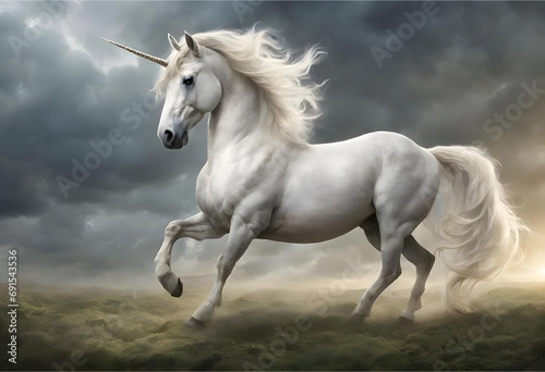 Biblical Fantasy Unicorn. Generative AI © F U T U R O 