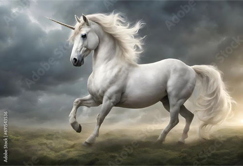 Biblical Fantasy Unicorn. Generative AI 