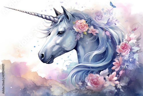 Beauty unicorn head design fantasy horse animal magical horn white cute