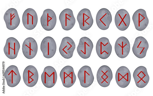Scandinavian runes carved on stones. Stones. Magic, runic magic, fortune telling