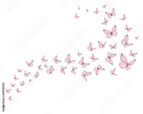 Wallpaper Mural pink flowers and butterflies Torontodigital.ca